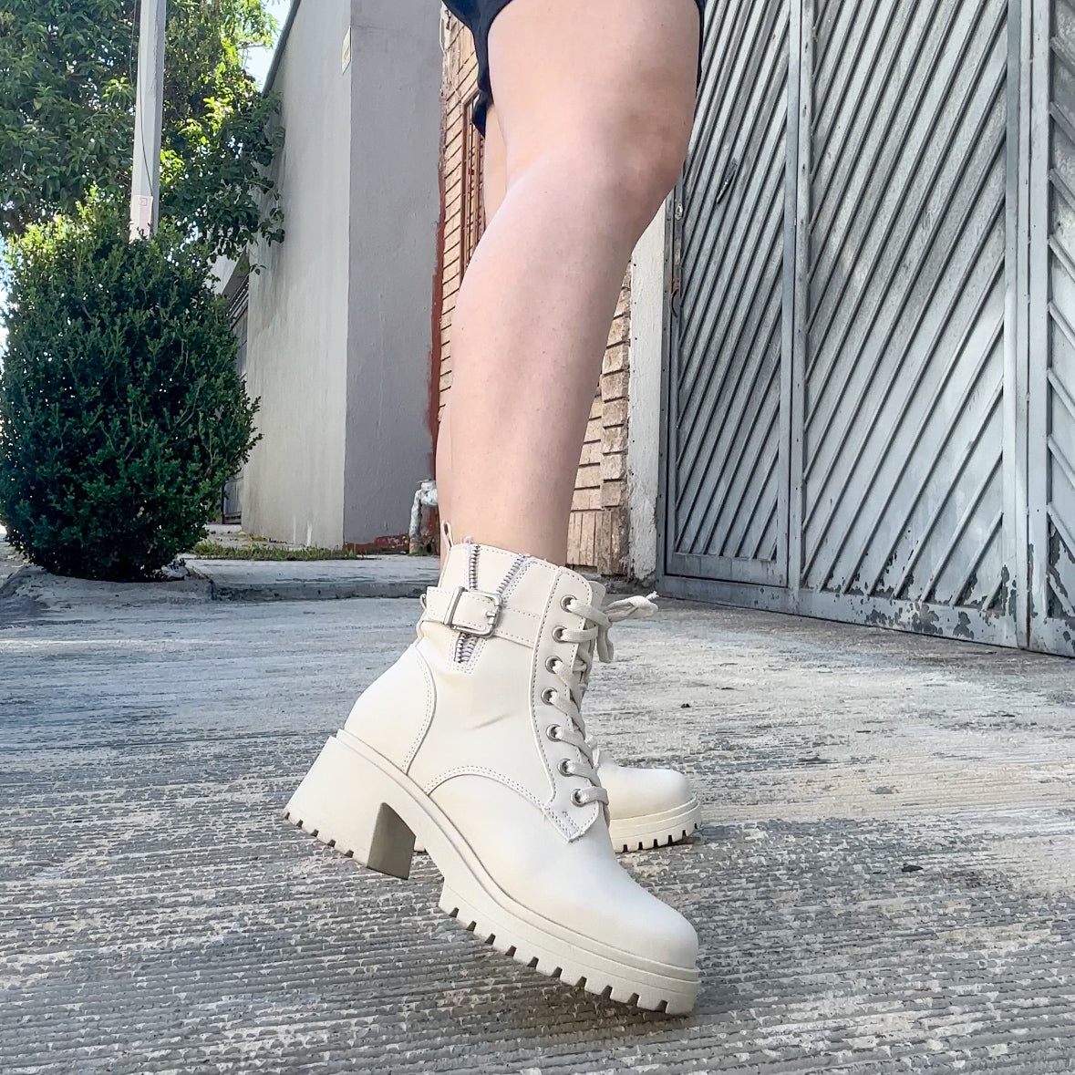 Combat boots - Samara - latte