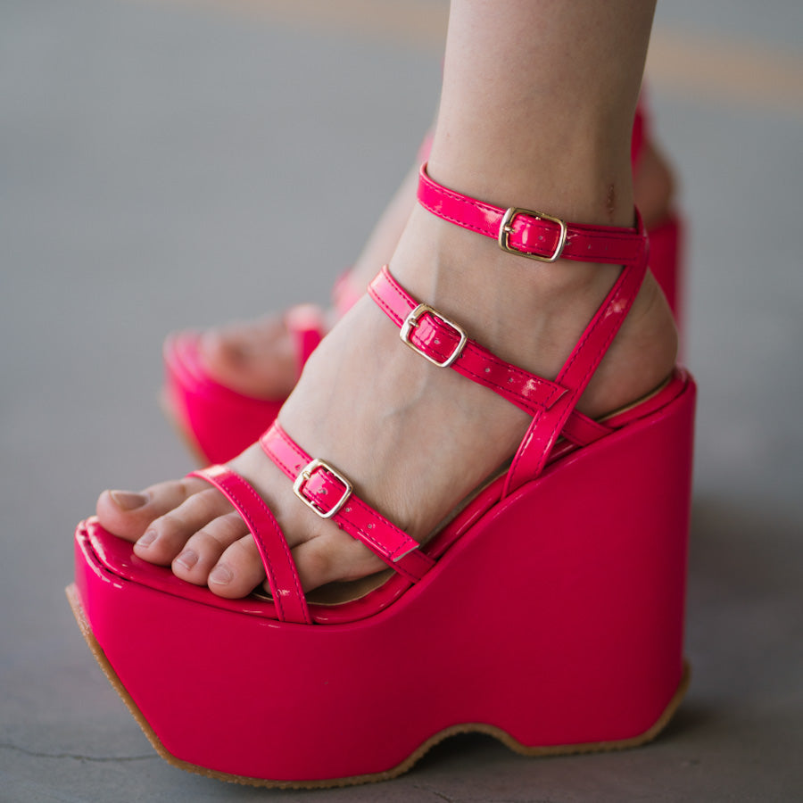 Sandalias plataforma - Sonia - charol rosa