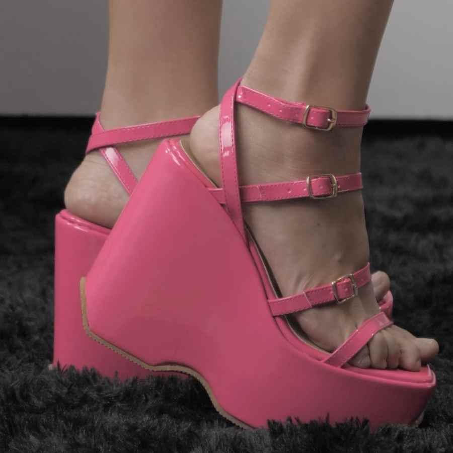 Sandalias plataforma - Sonia - charol rosa